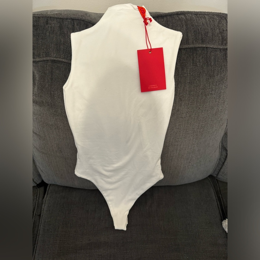 NWT Coucoo White Turtleneck Bodysuit Size XS